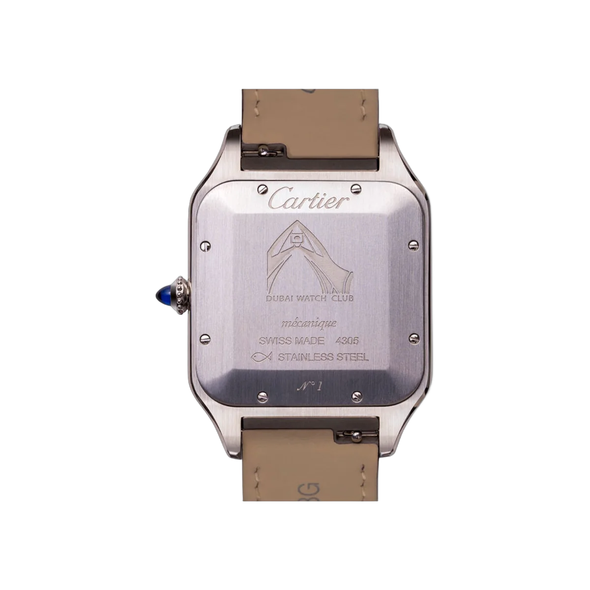 Cartier Santos WSSA0049 Dubai Watch Club Edition Stainless Steel 33mm Salmon Arabic Dial Unisex Watch