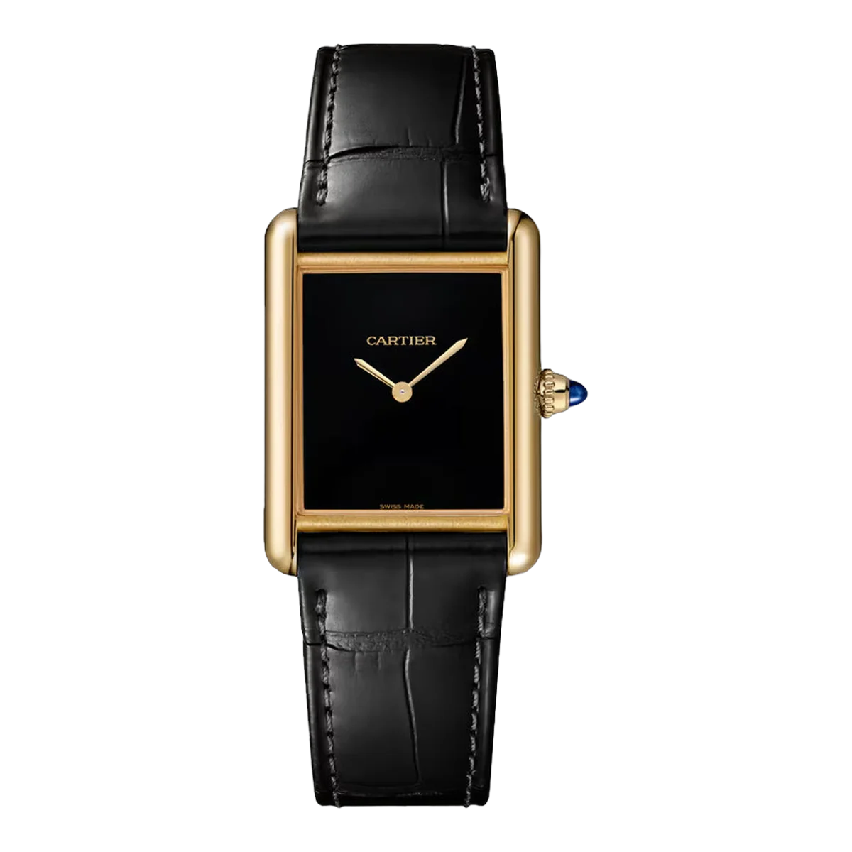 Cartier Tank Louis WGTA0091 Large Model Yellow Gold 25.5mm Black Dial Ladies Watch