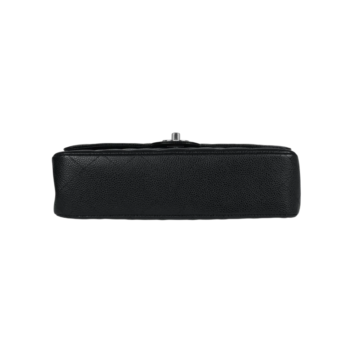 Chanel Classic Black Caviar Gesteppte Medium Double Flap Silber HW Handtasche