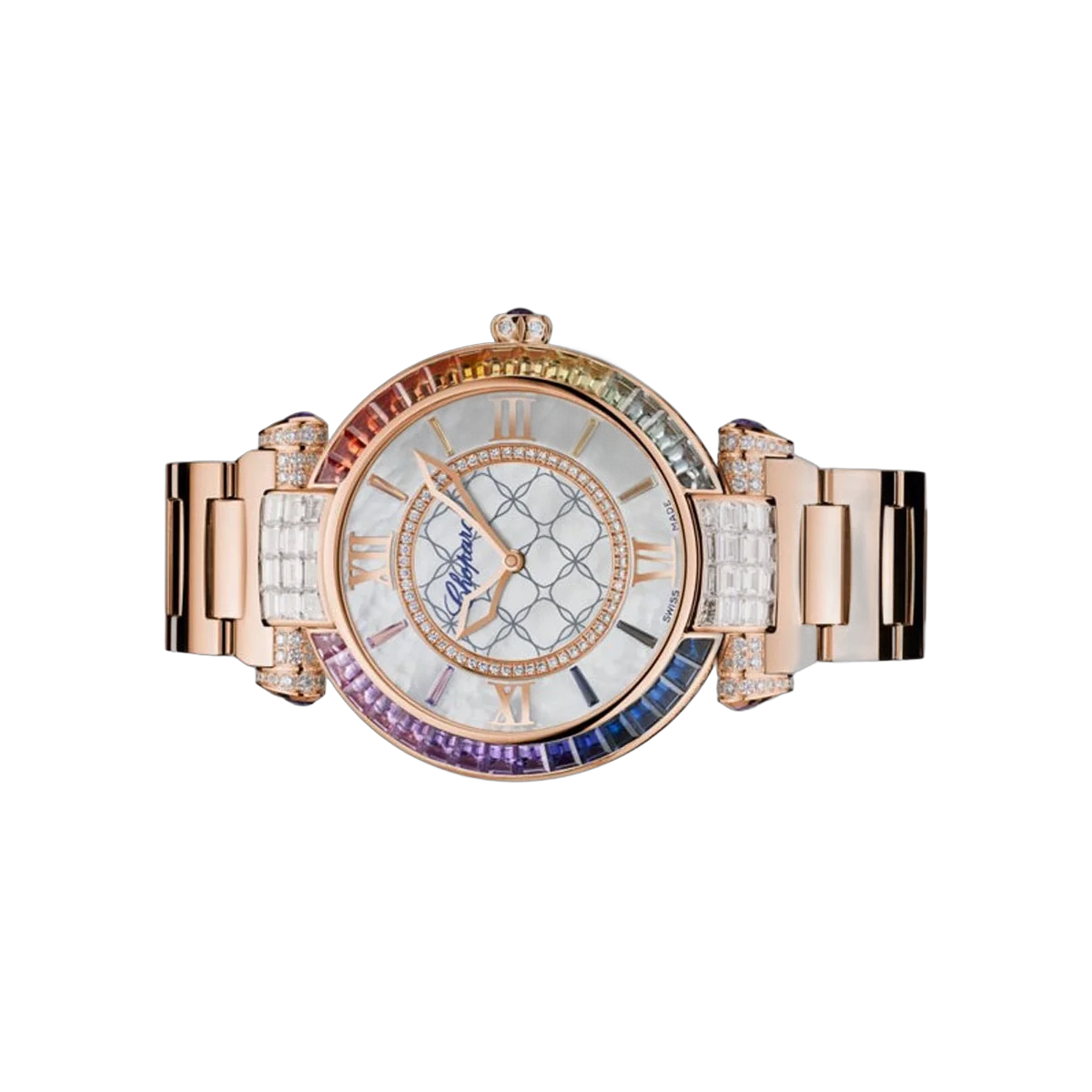 Chopard Imperiale Joaillerie 3842395011 Rose Gold 40mm Sapphire Bezel MOP Roman Dial Ladies Watch