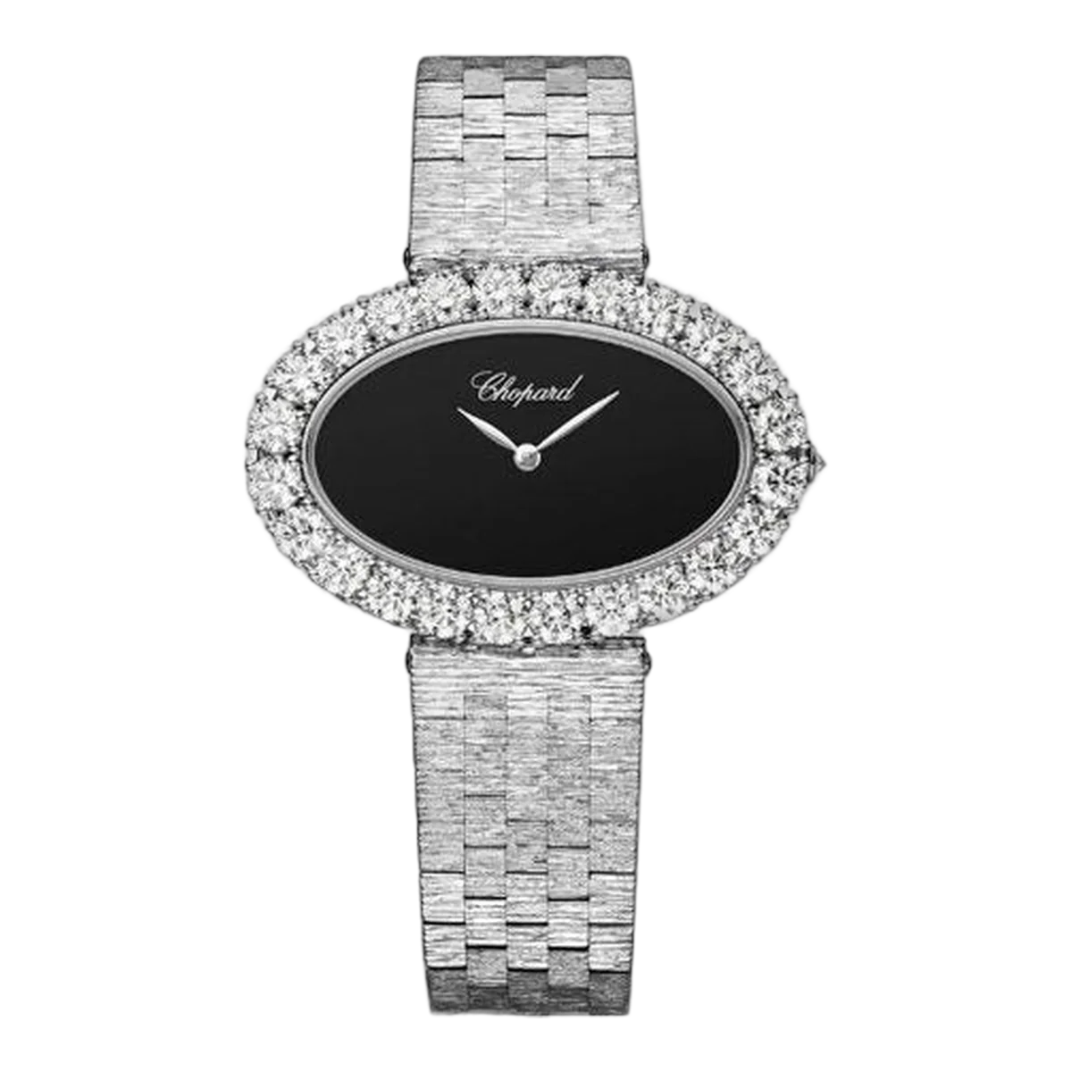 Chopard L'Heure Du Diamant 中号椭圆形石英 18K 白金女士腕表