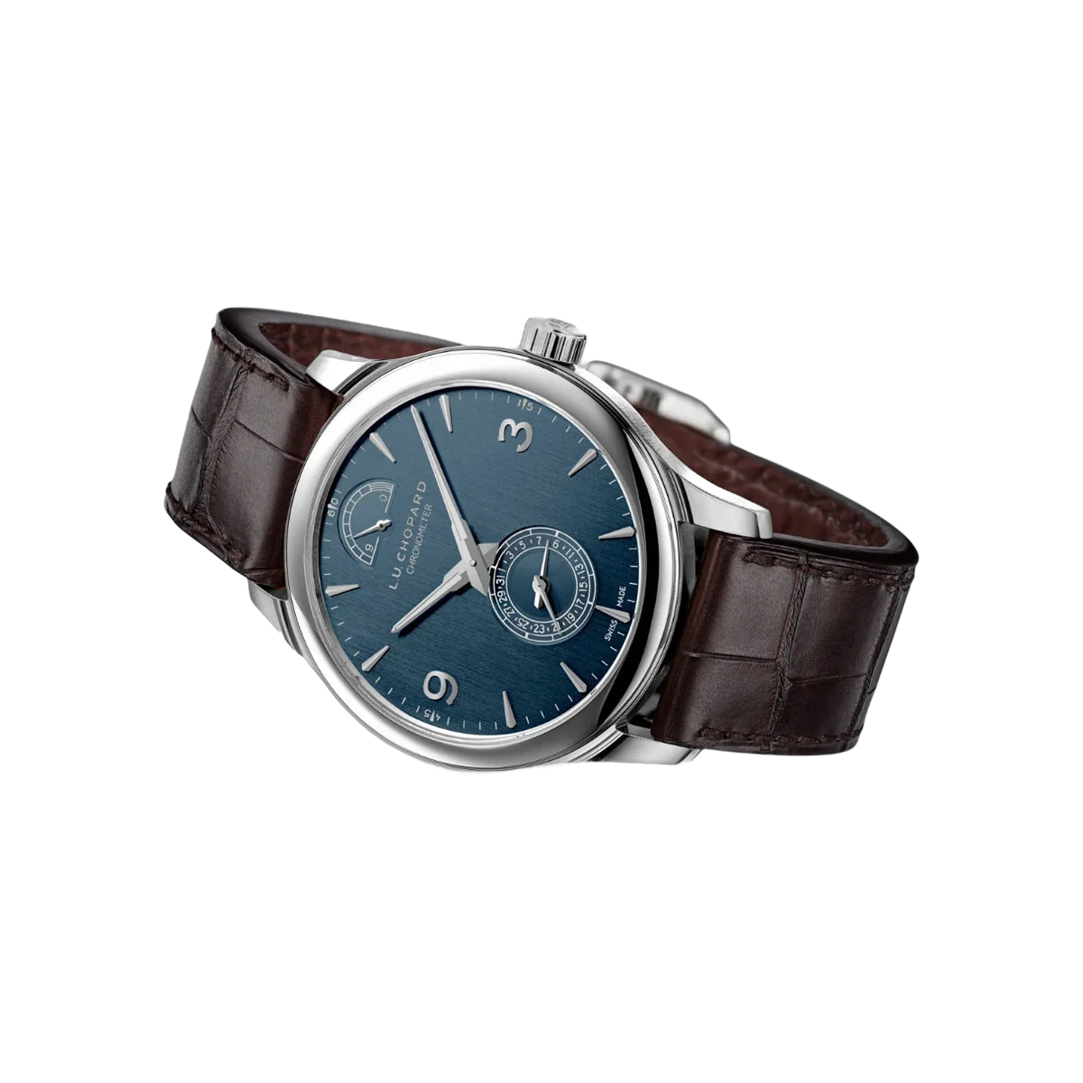 Chopard L.U.C Quattro 161926-1002 White Gold 43mm Galvanic Gray Blue Dial Men's Watch