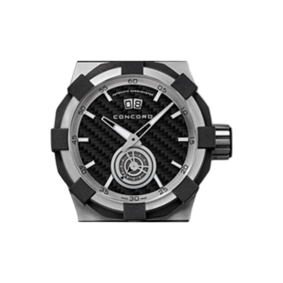 ساعة كونكورد C1 0320011 Big Date أوتوماتيكية للرجال، مينا أسود، 44 ملم، ستانلس ستيل