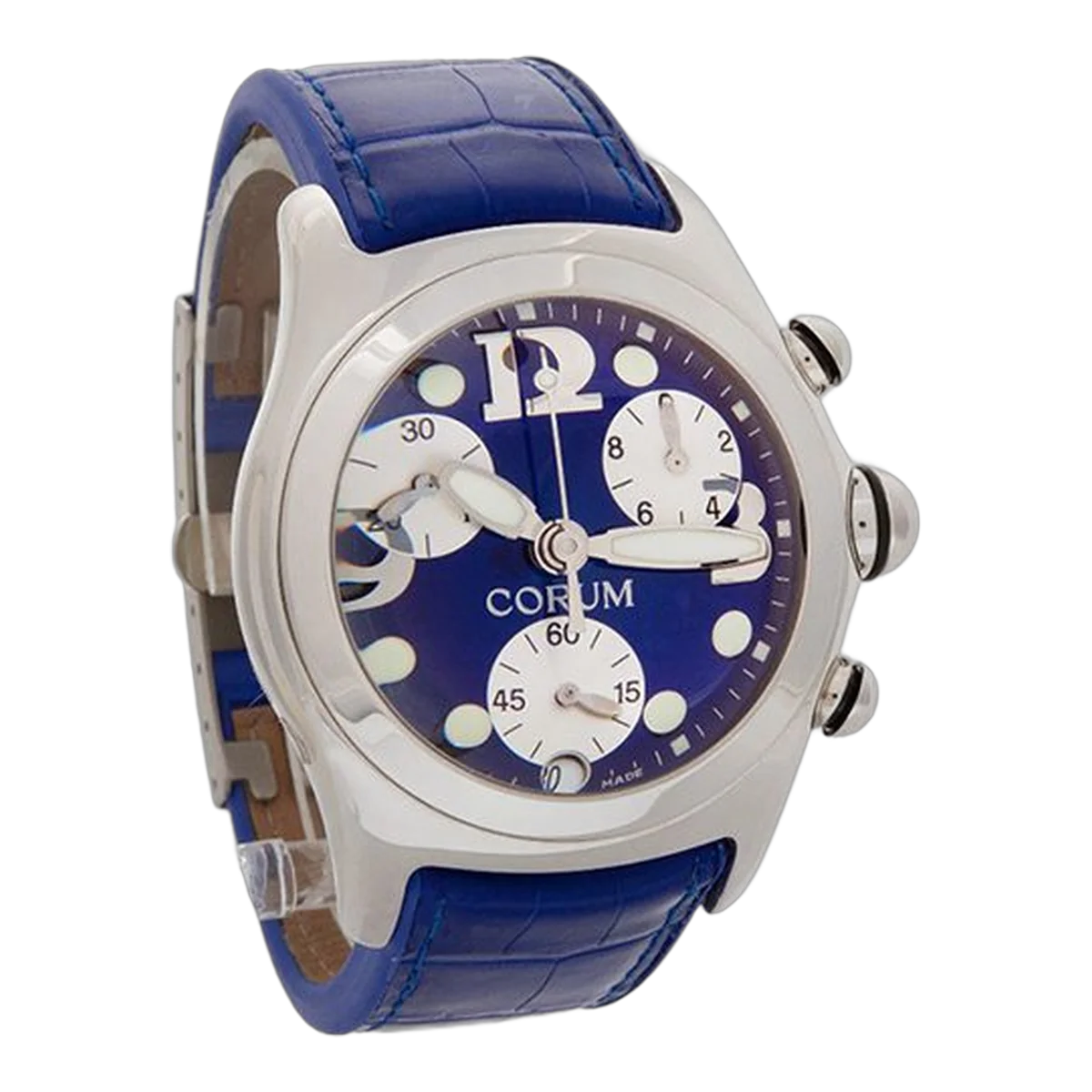 Corum Bubble 396.150.20 Blue Dial Quartz Quartz 44Mm Stainless Steel Leather Men's Watch
