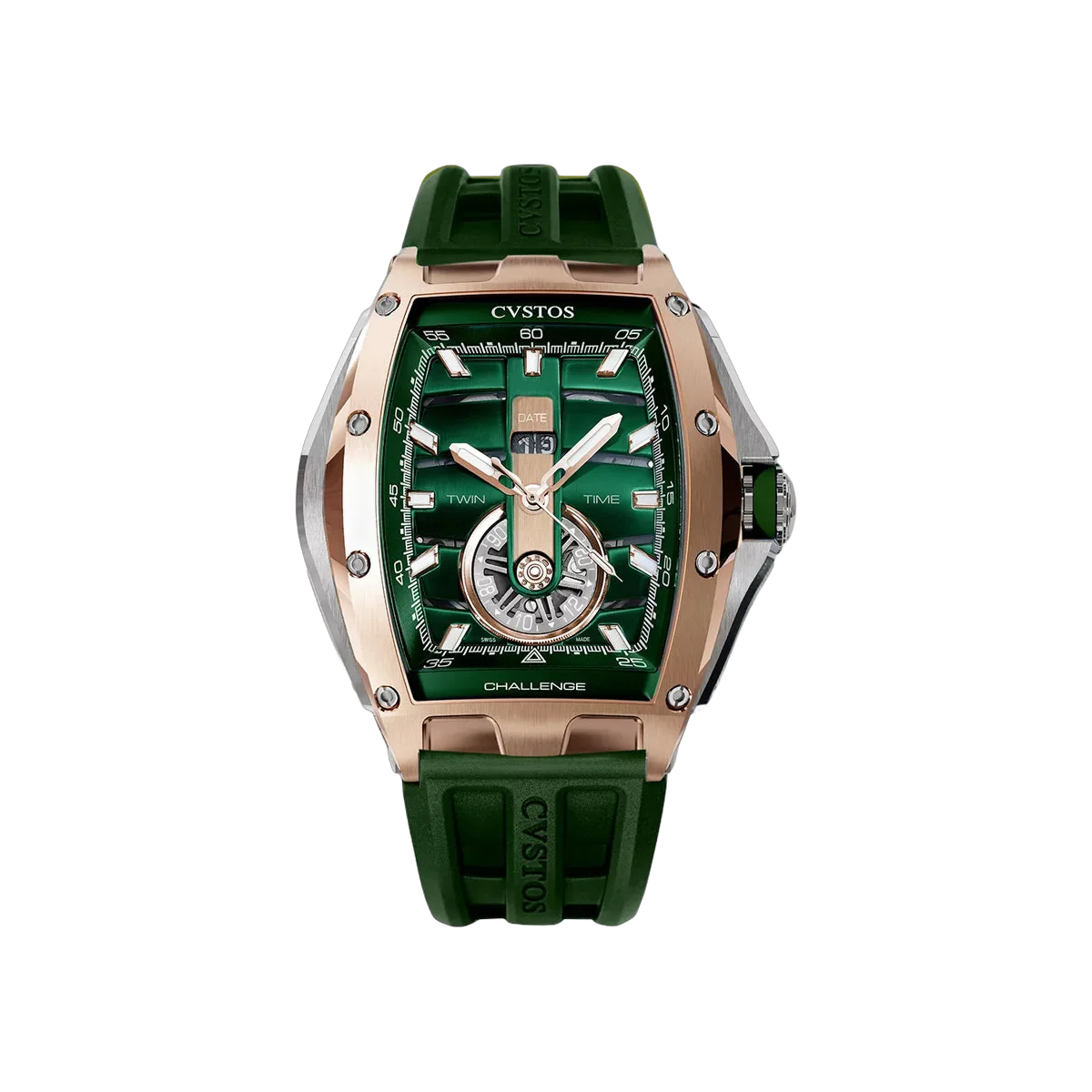 CVSTOS Challenge Twin-Time A01108.4127001 Rose Gold 41mm Green Dial Men's Watch