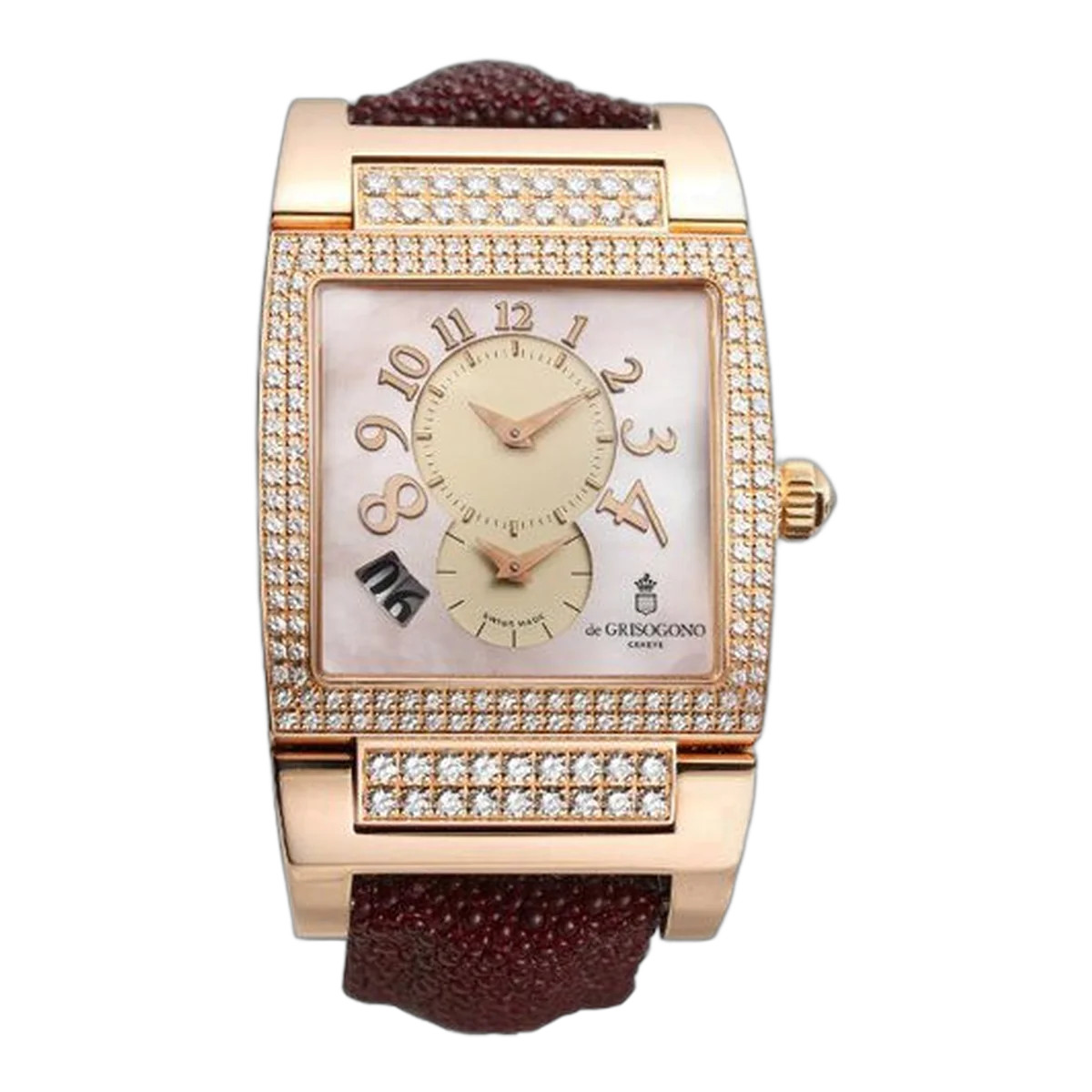 De Grisogono Instrumento Uno 18K Rose Gold Mother Of Pearl Dial Diamond Case