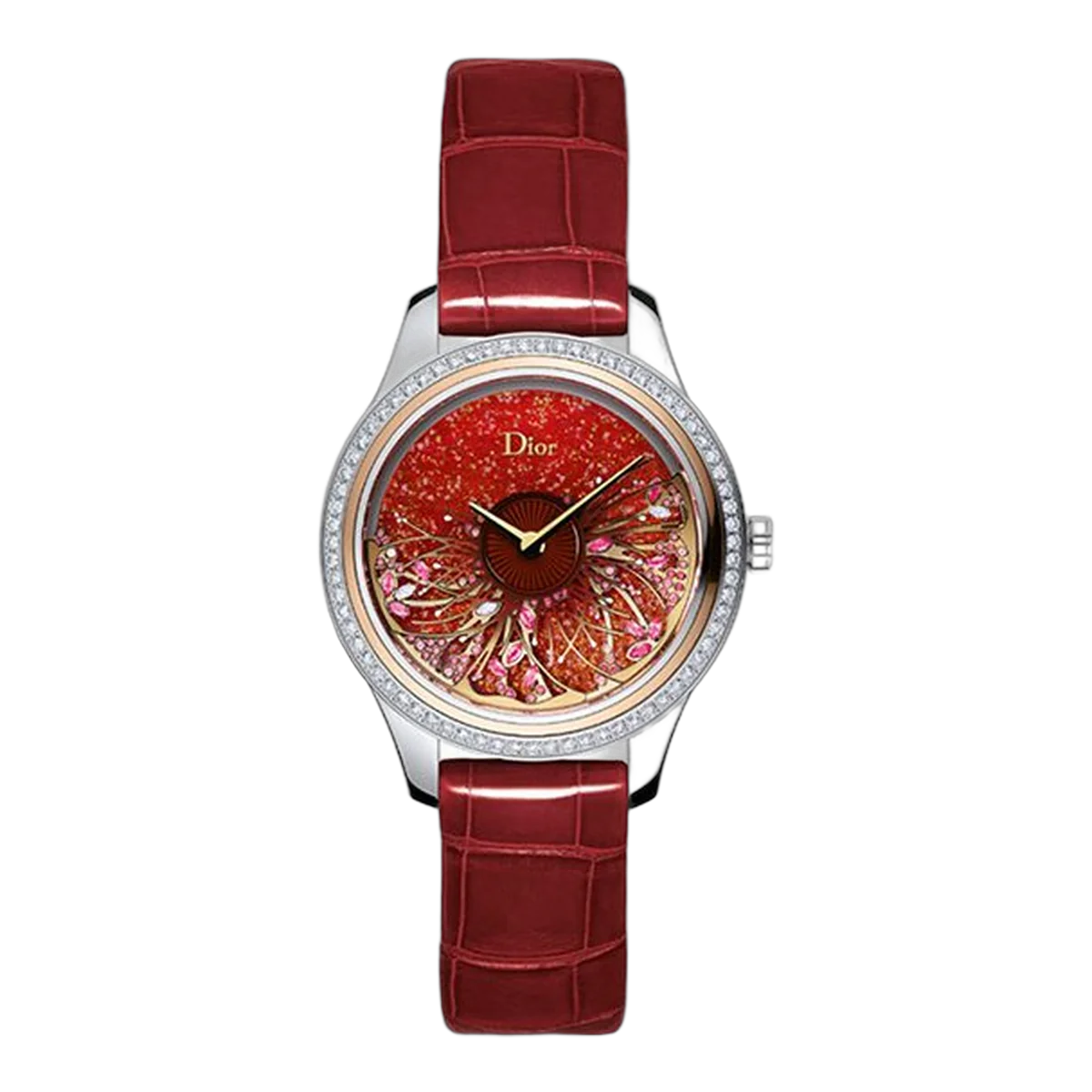 Dior Jardin Fleuri Cd153B2X1007 Limited Edition Stainless Steel Red Mother Of Pear Dial