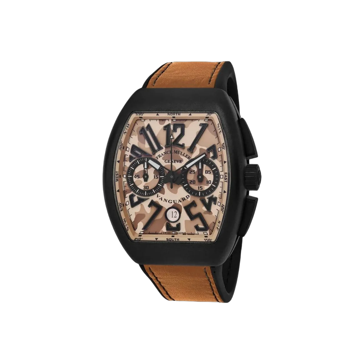 Franck Muller V 45 CC DT TT NR MC SB Vanguard Herrenuhr mit braunem Camouflage-Muster