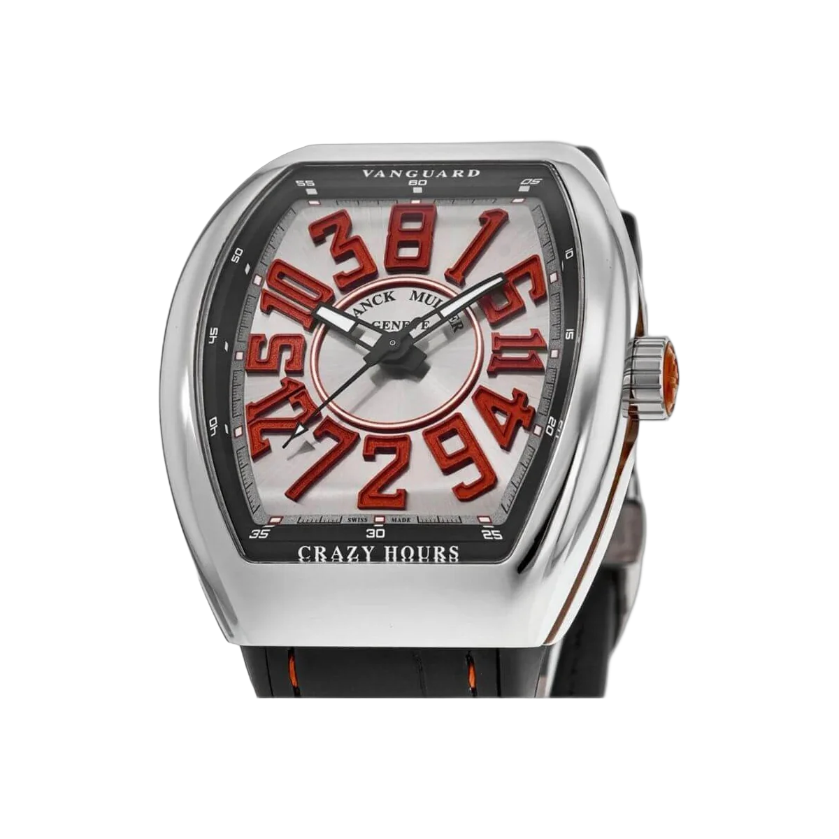 Franck Muller V 45 CH AC ER Red Numerals Dial Leather Strap
