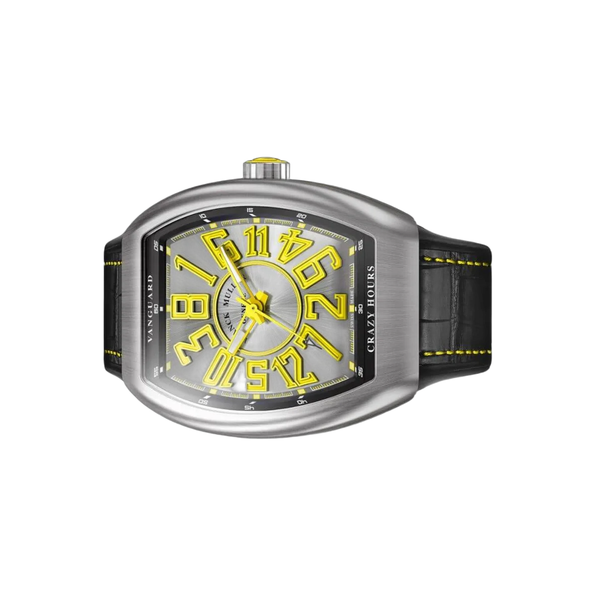 Franck Muller V 45 CH TT BR JA Vanguard Crazy Hours Armbanduhr für Herren mit gelbem Zifferblatt