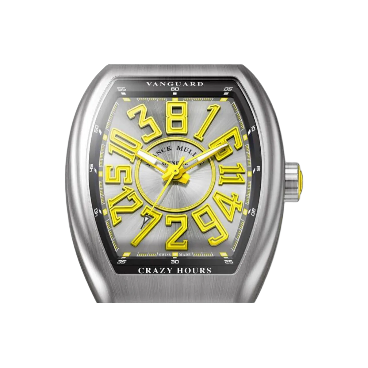 Franck Muller V 45 CH TT BR JA Vanguard Crazy Hours Armbanduhr für Herren mit gelbem Zifferblatt