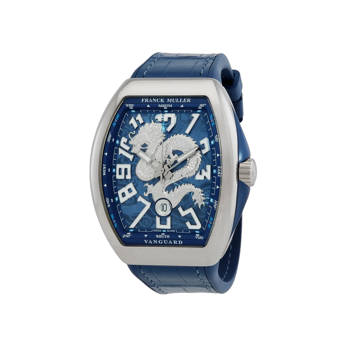 Franck Muller Vanguard Dragon King V 45 SC DT AC MR Edelstahl 45mm Blaues Zifferblatt Herrenuhr