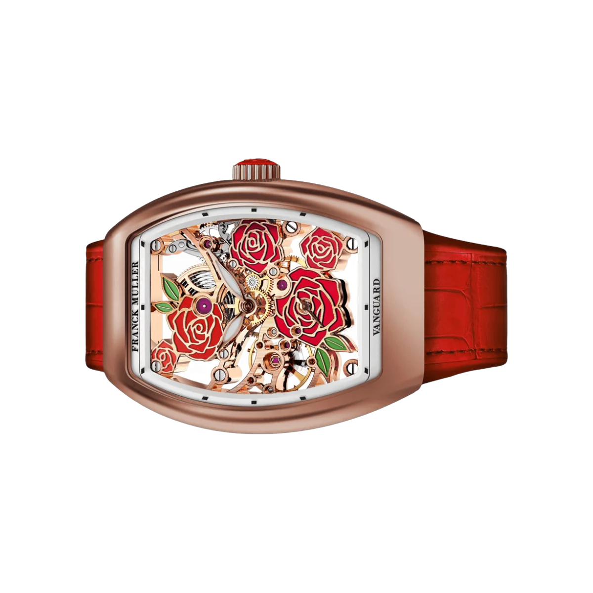 Franck Muller Vanguard Rose RG Red V 32 S6 SQT Rose 5N RG 32mm Skeleton Dial Womens Watch