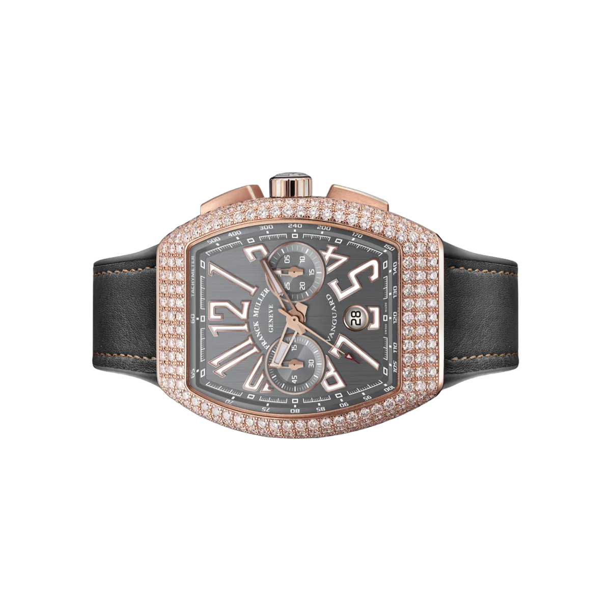 Franck Muller Vanguard V 45 CC DT D 5N TT 5N Roségold Diamantlünette 45mm Braunes Zifferblatt Herrenuhr