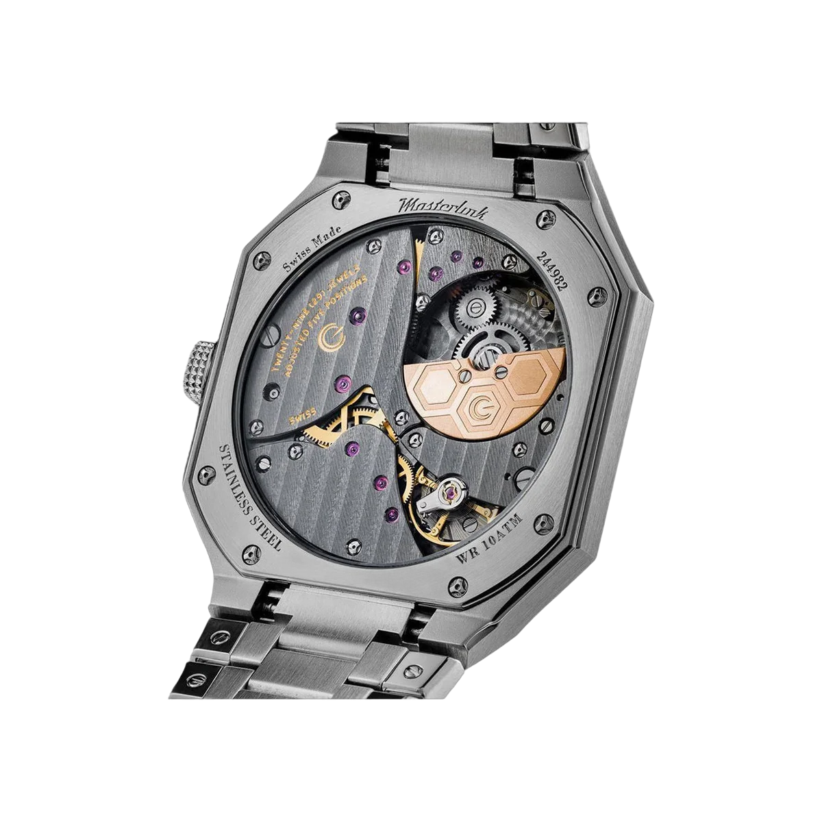 Gerald Charles Masterlinkin ML1.0-A-18 Stainless Steel 38mm Sunburst Silver Dial Men's Watch – additional product photo 2