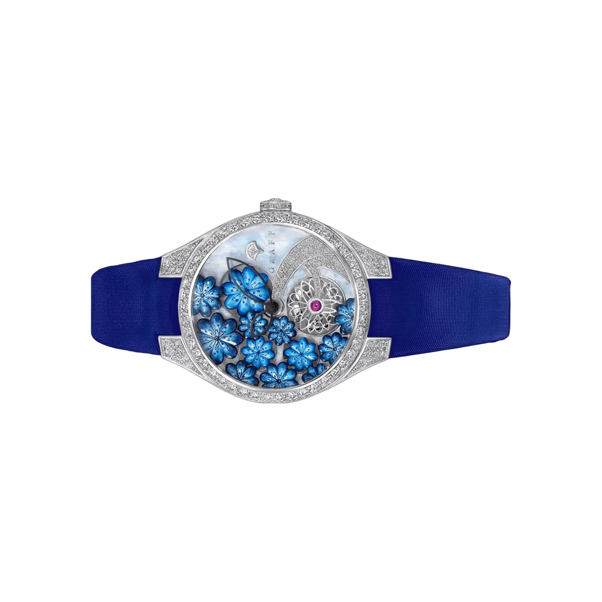 Graff MasterGraff Technical Floral MGFA37WGSLDMPA White Gold 37mm Mop Blue Dial Ladies Watch