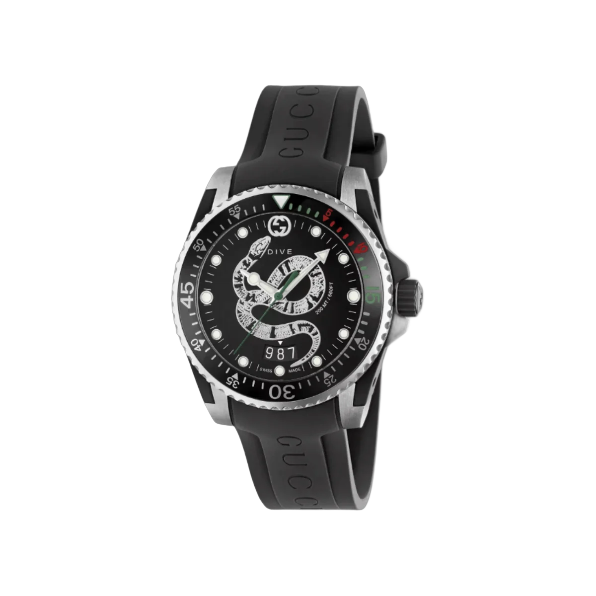 Gucci Dive Quartz Snake YA136323 40mm Black Dial Men’s Watch