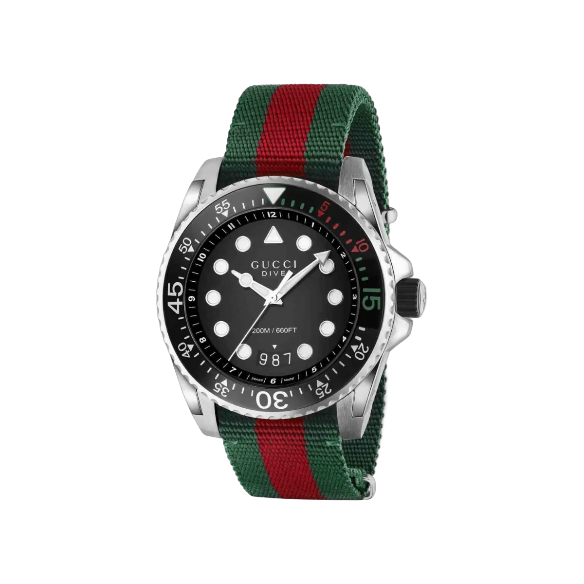 Gucci Dive Quartz YA136209A 45mm Black Dial Mens Watch