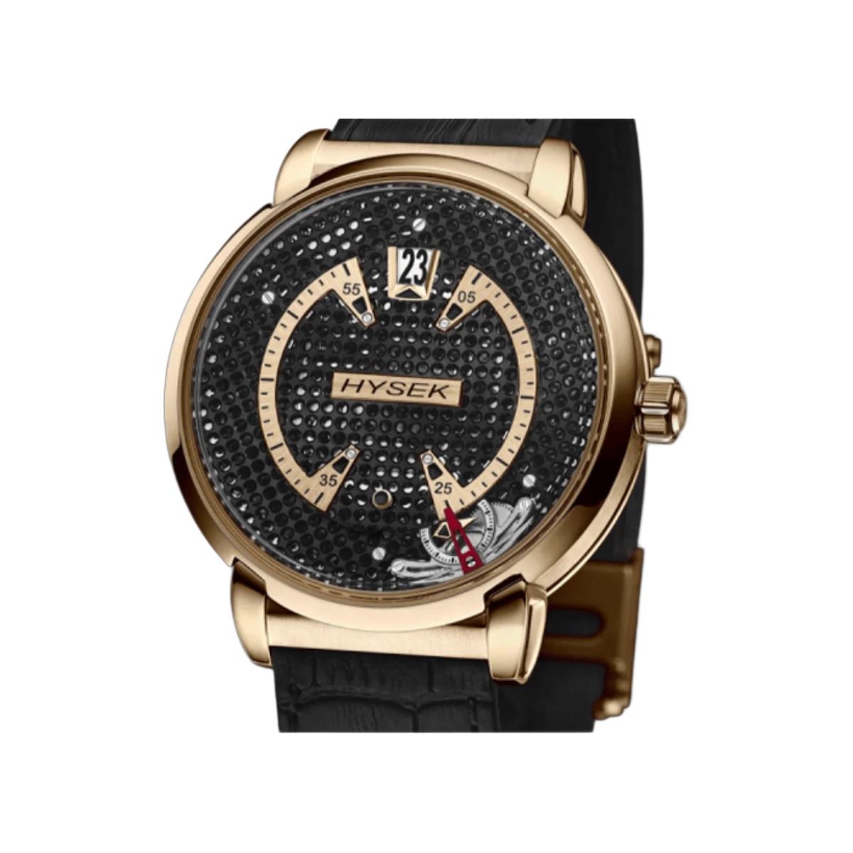Hysek Double Orbital Revolution IO4305R01 43mm Black Dial Mens Watch