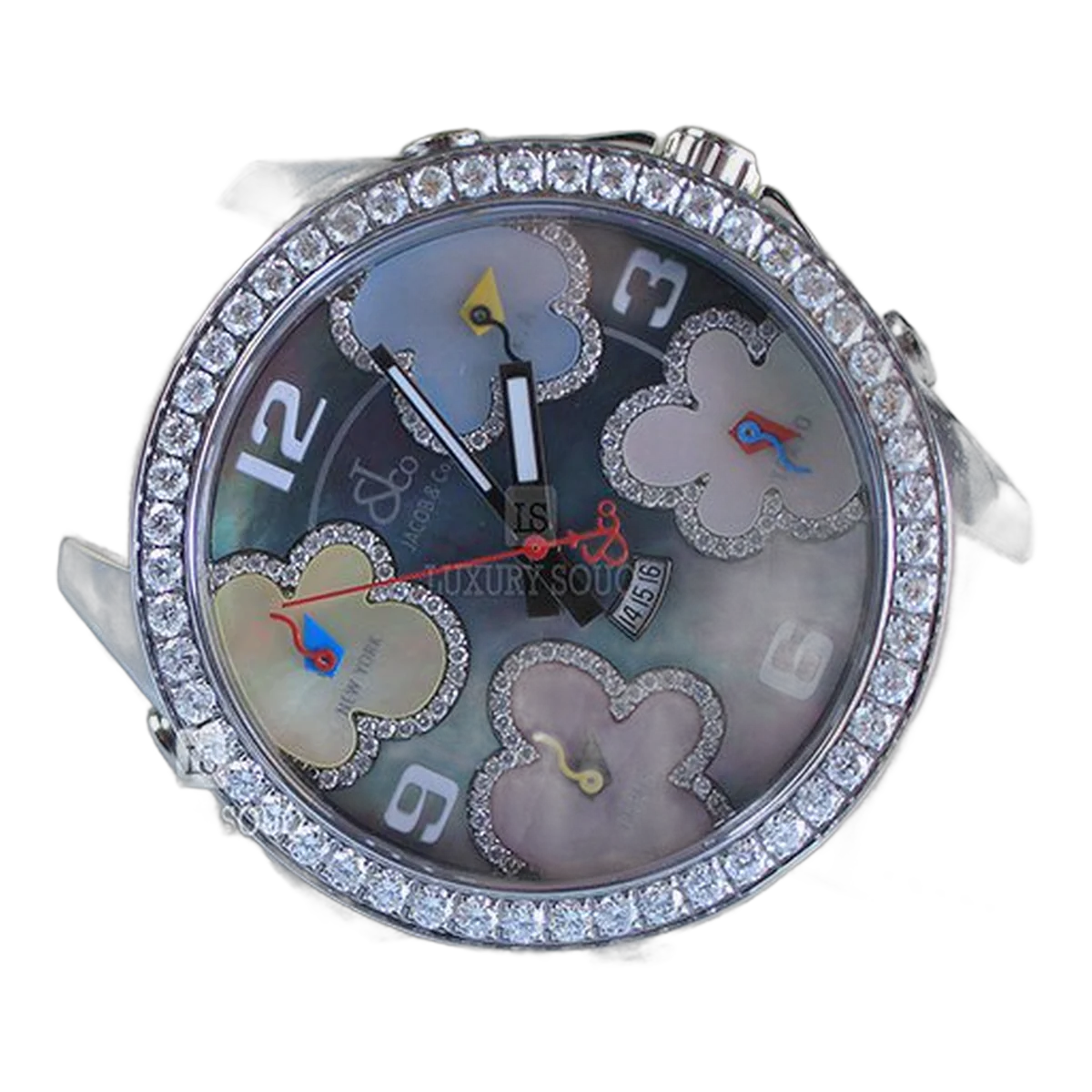 Jacob & Co. Five Time Zone Diamond-Accented Mother Of Pearl Dial Unisex Watch