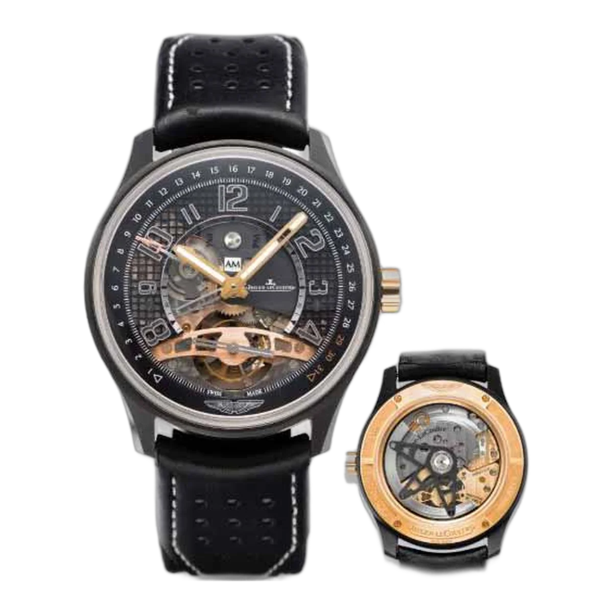 ساعة رجالية Jaeger Lecoultre Tourbillon Retro Date إصدار محدود 300 قطعة 44 مم سيراميك