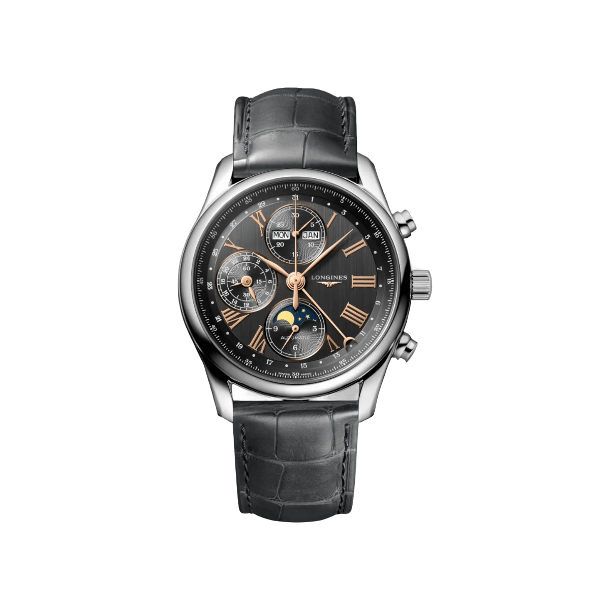 Longines Master Collection Chrono Mondphase L26734612 Automatik 40mm Schwarzes Zifferblatt Herrenuhr