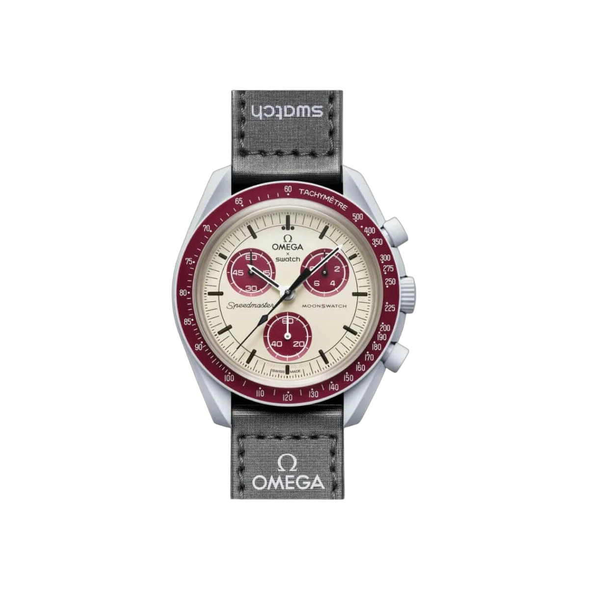 Omega X Swatch Mission To Pluto So33M101 Moonswatch Burgundy Bioceramic