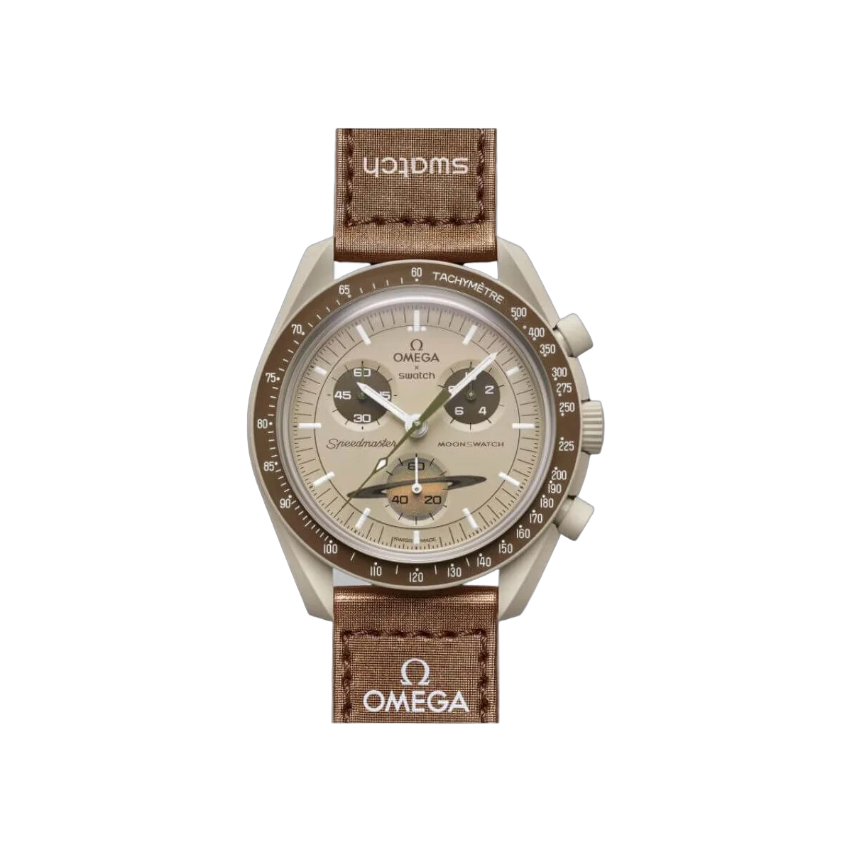 Omega X Swatch Mission To Saturn So33T100 Moonswatch Light Brown