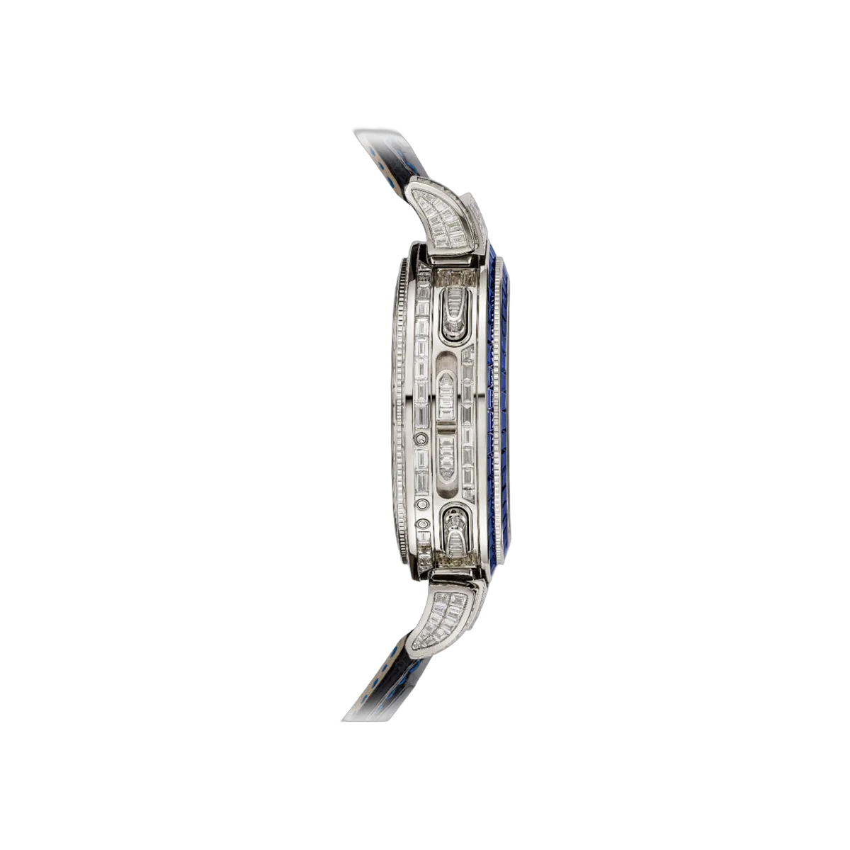 百达翡丽 Grand Complications 6300/401G-001 白金长方形切割钻石和蓝色蓝宝石 49.4 毫米双面双面表盘男士手表