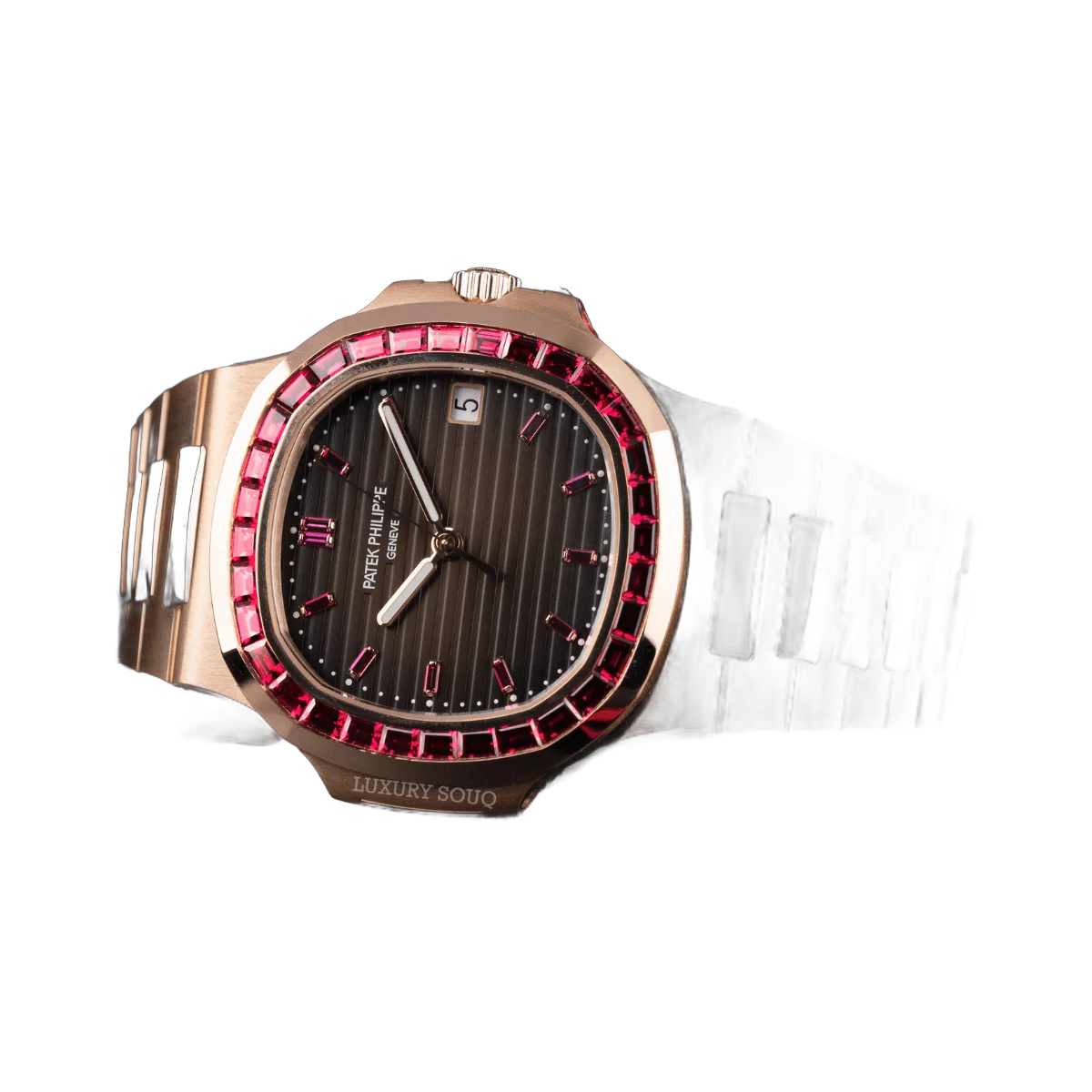Patek Philippe Nautilus 5723/112R-001 18K Roségold Rubin-Lünette Braunes Zifferblatt