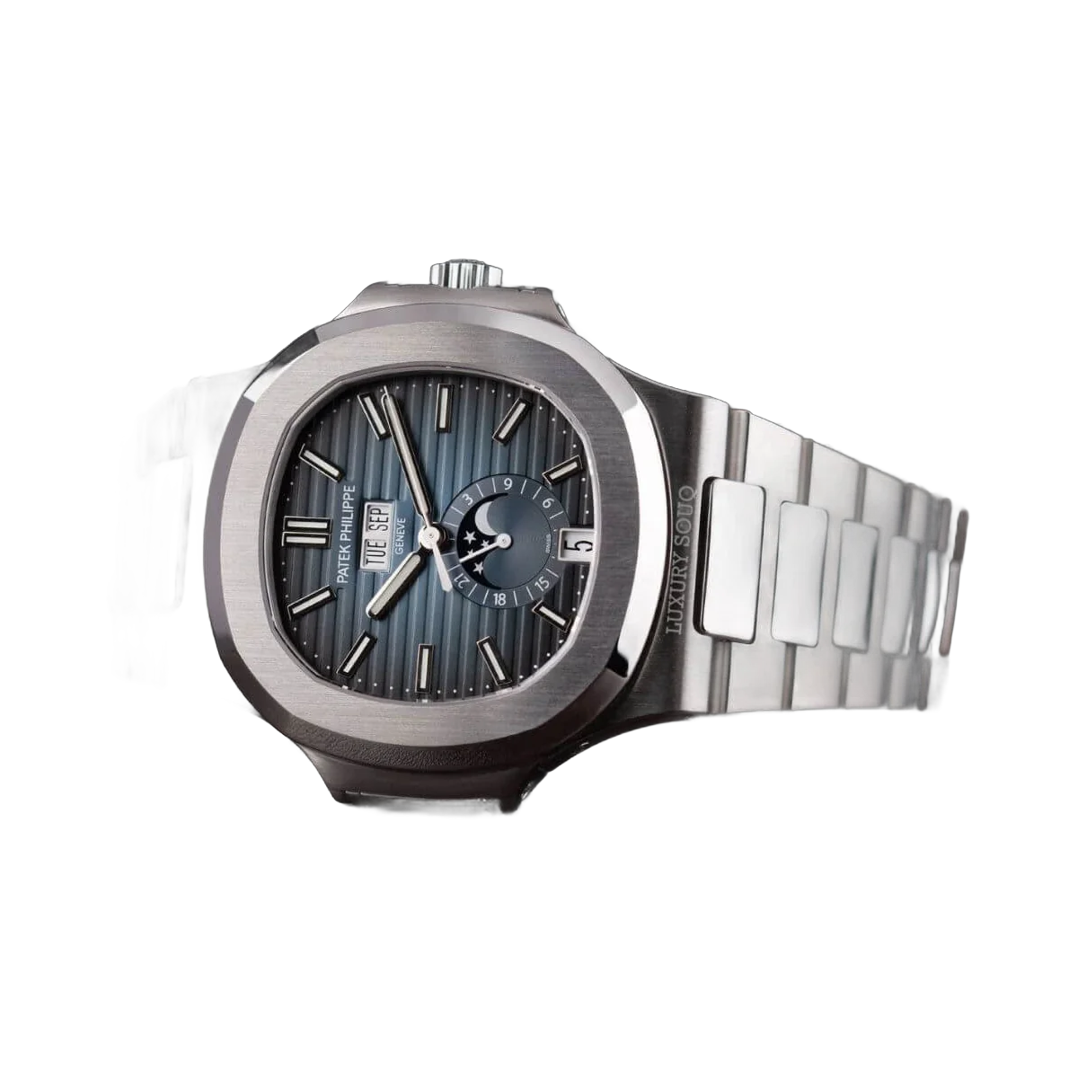Patek Philippe Nautilus 5726/1A-014 Jahreskalender Mondphasen Edelstahl mit blauem Verlaufszifferblatt