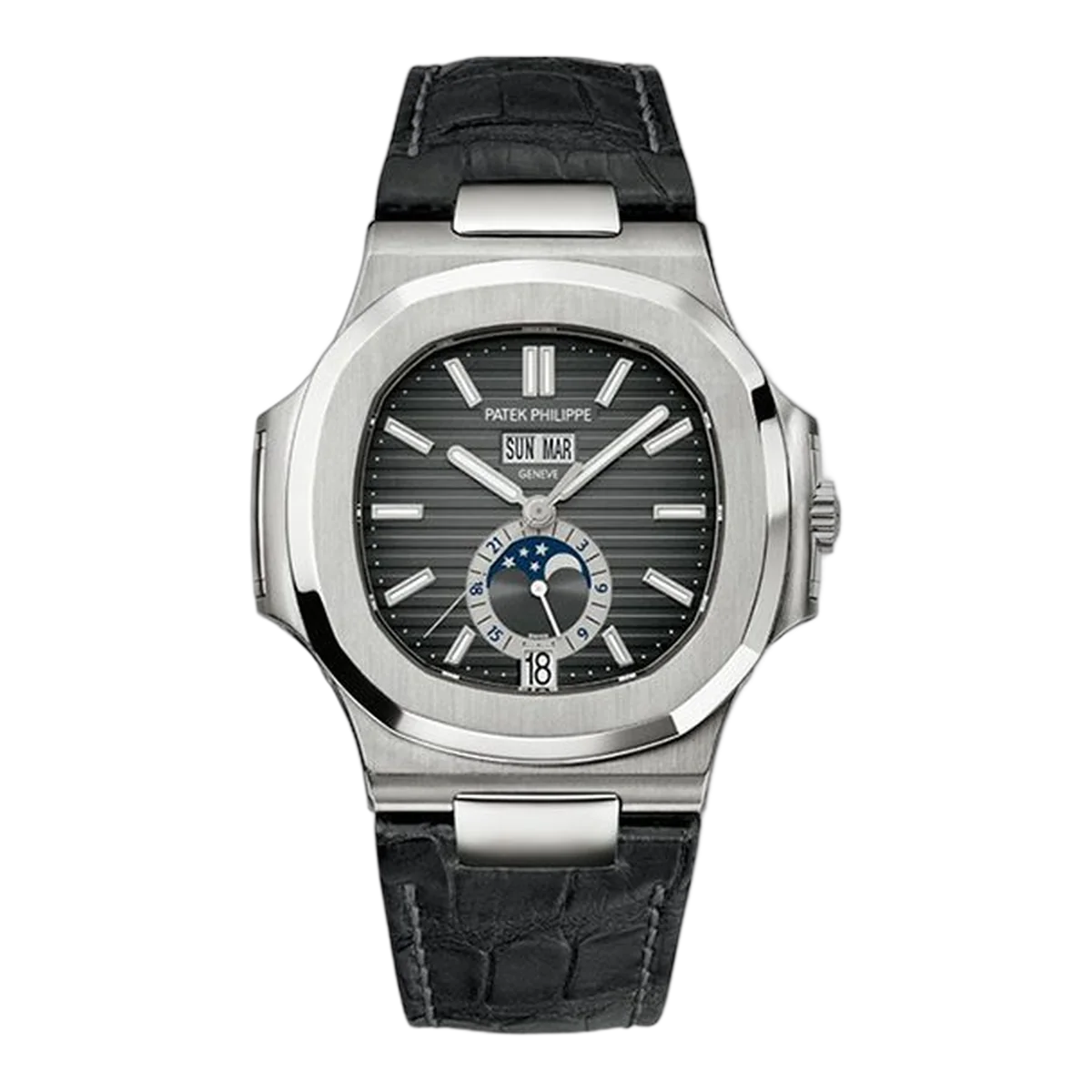 Patek Philippe Nautilus 5726A-001 Black Gradient 40.5Mm Stainless Steel Black Leather Straps Men's Watch