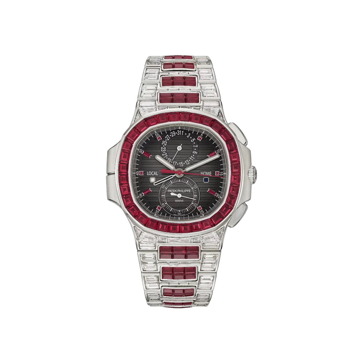 Patek Philippe Nautilus 5990/1422G-001 White Gold Diamond and Ruby Set 40.5mm Black Dial Men's Watch