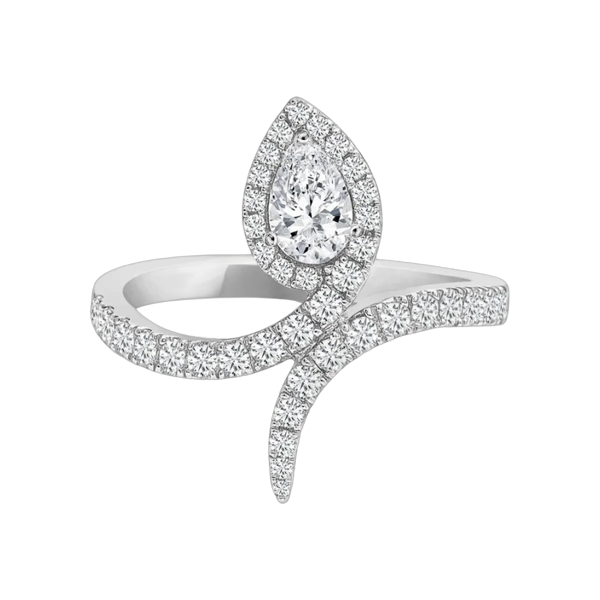 Pear & Round Ring -1.00 CTS,1048R,HRD-F-G/VS-SI,Total Wt - 4.13gm