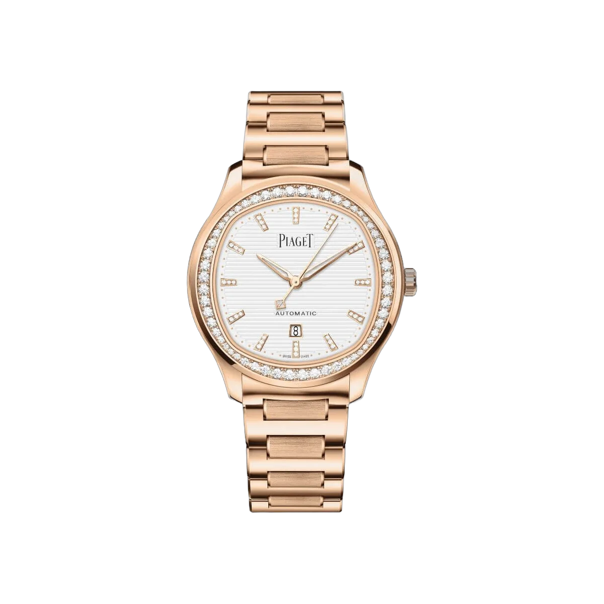 Piaget Polo G0A46020 Date Diamond Bezel 18K Rose Gold White Dial