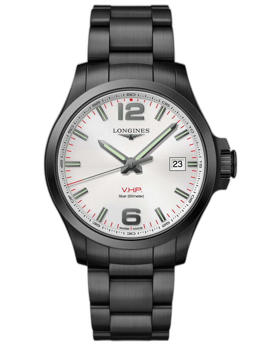 Longines Conquest VHP L3.726.2.76.6 43MM Silver Dial Black PVD Stainless Steel