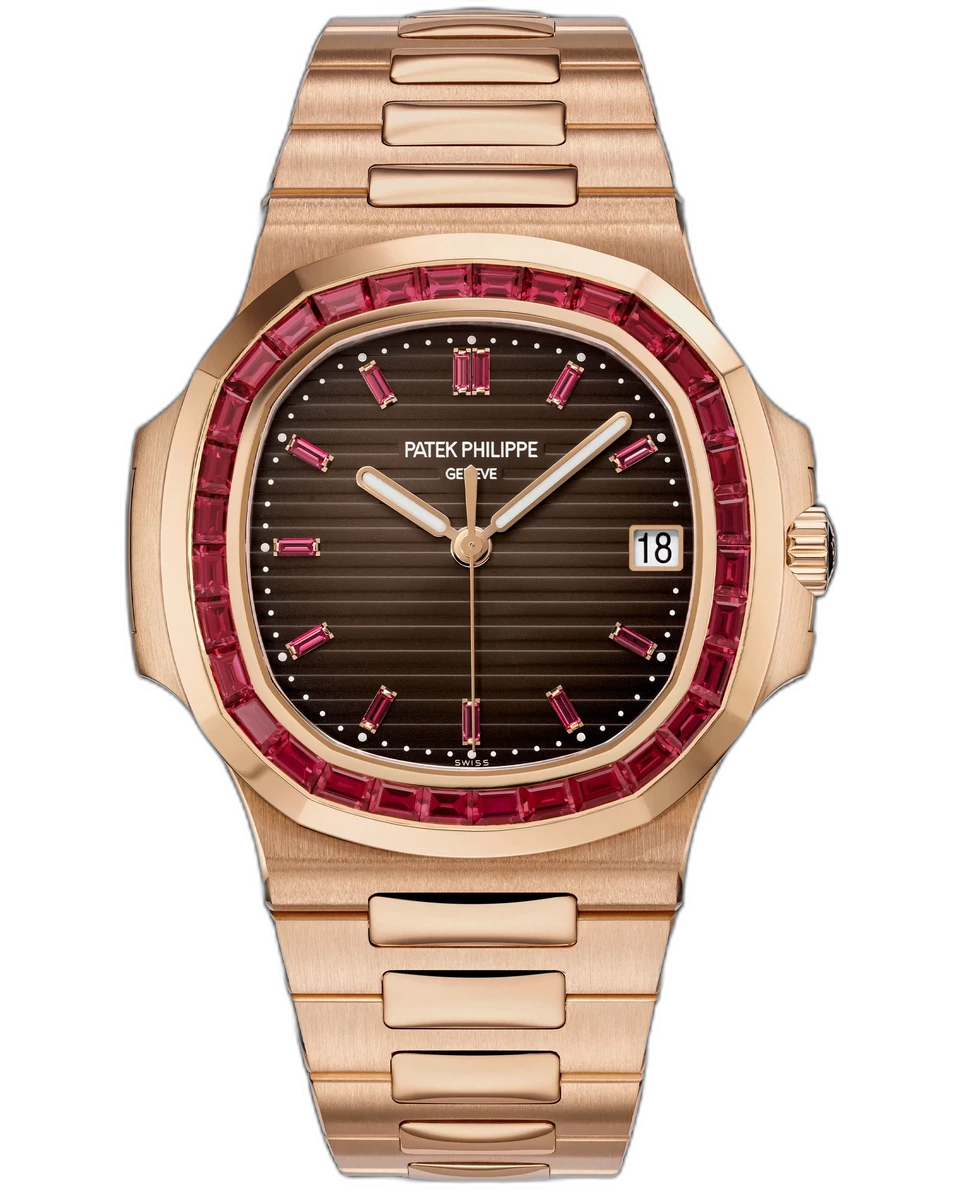 Patek Philippe Nautilus 5723/112R-001 18K Rose Gold Ruby Bezel Brown Dial