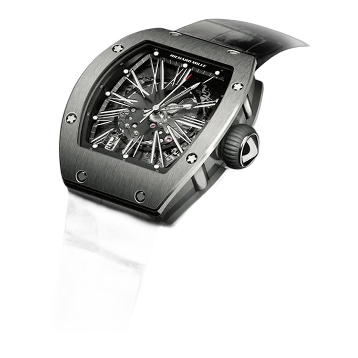 Richard Mille Rm 023 Automatic Winding Titanium Skeleton Dial 45Mm Black Leather Straps Men's Watch