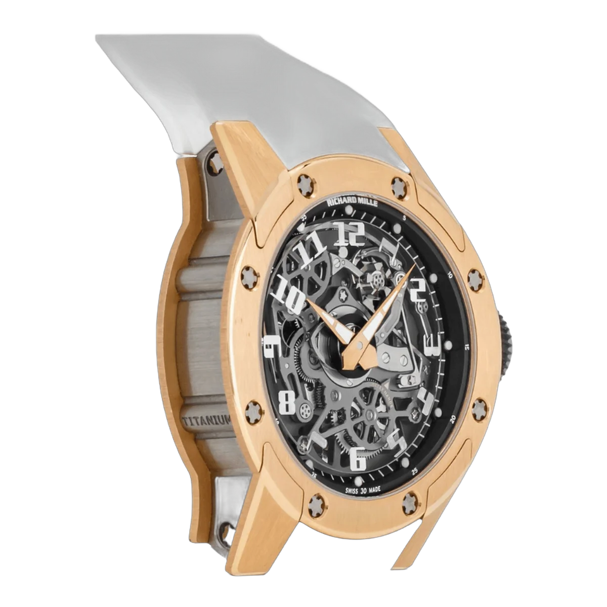 Richard Mille Rm 63-01 Dizzy Hands Skeleton Automatic Winding 18K Rose Gold & Titanium Black Rubber Strap