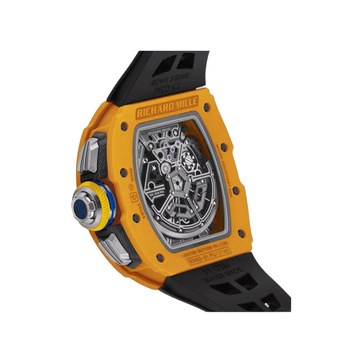 Richard Mille RM 65-01 Automatic Split-Seconds Chronograph Quartz TPT 45mm Skeleton Dial Mens Watch