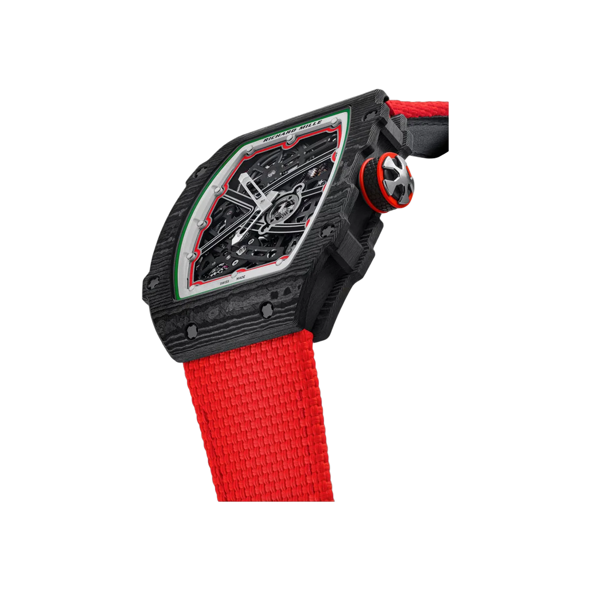 Richard Mille RM 67-02 Extra Flat 意大利碳 TPT 红绿镂空表盘 38 毫米中性手表