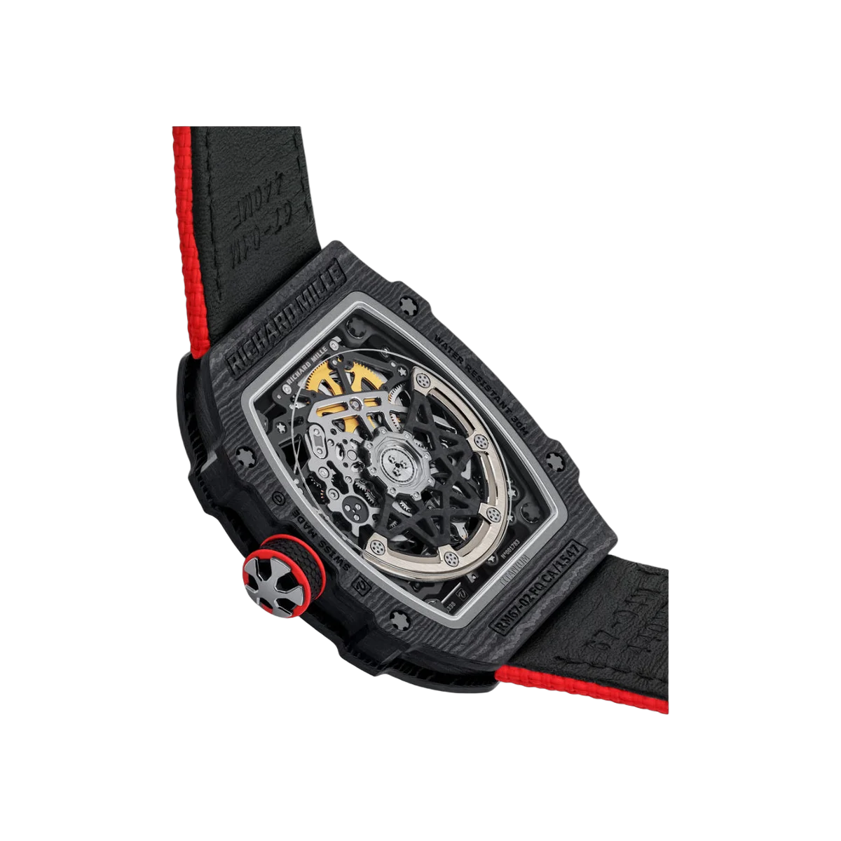 Richard Mille RM 67-02 Extra Flat 意大利碳 TPT 红绿镂空表盘 38 毫米中性手表