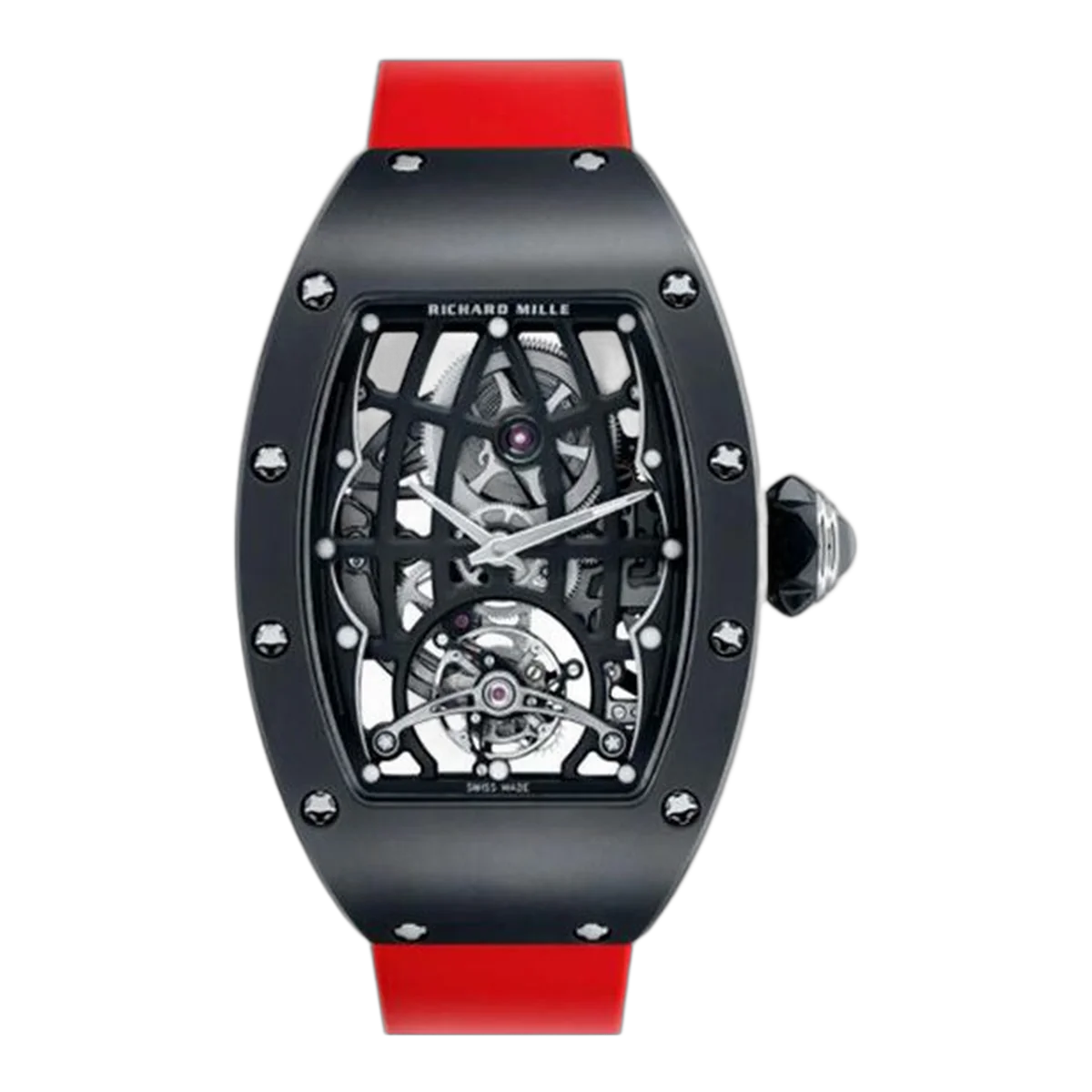 Richard Mille Rm 74-01 Automatic In-House Tourbillon 34Mm Grey Cermet Red Rubber Straps Ladies Watch
