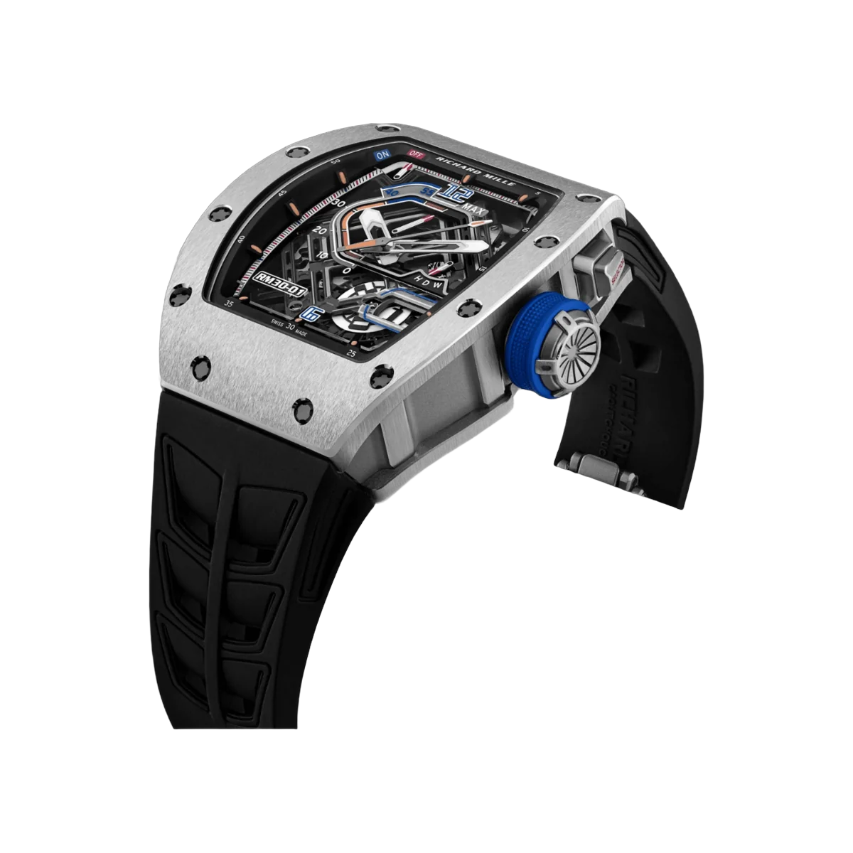 Richard Mille RM30-01 TI Automatic Winding with Declutchable Rotor Titanium 42mm Skeleton Dial Mens Watch