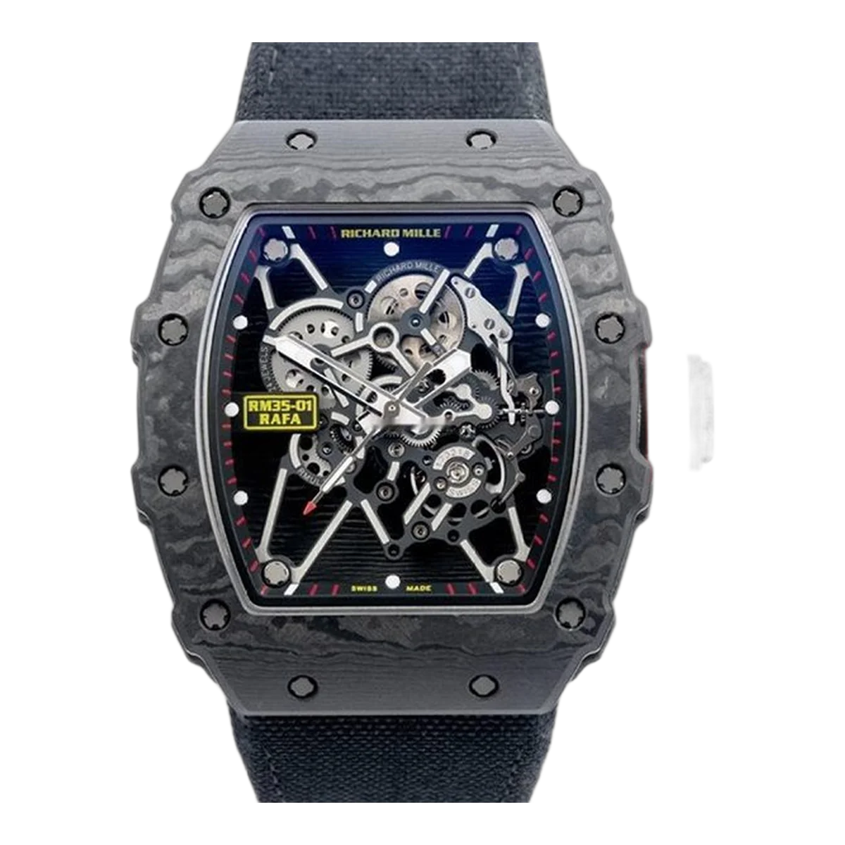 Richard Mille RM35-01 CA أحزمة مطاطية سوداء بتوقيع رافاييل نادال