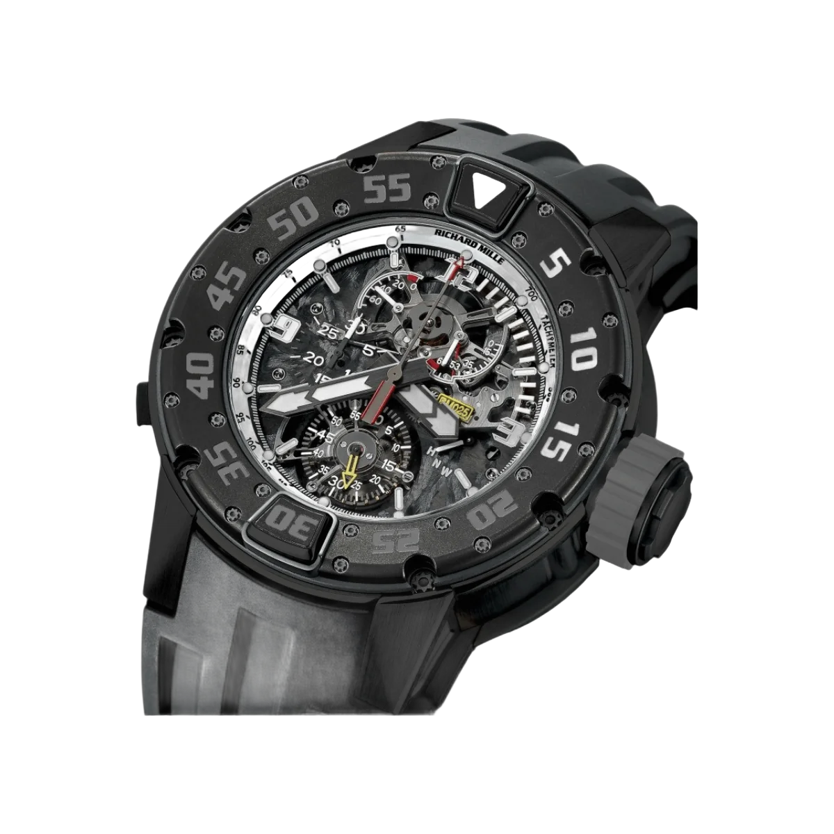 Richard Mille Tourbillon RM025 AN CA TI Chronograph Taucher 49,7 mm Schwarzes Zifferblatt Herrenuhr
