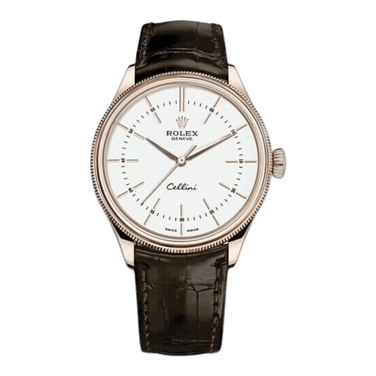 Rolex Cellini M50505-0020 39 مم من الذهب الوردي عيار 18 قيراط بلمسة نهائية مصقولة
