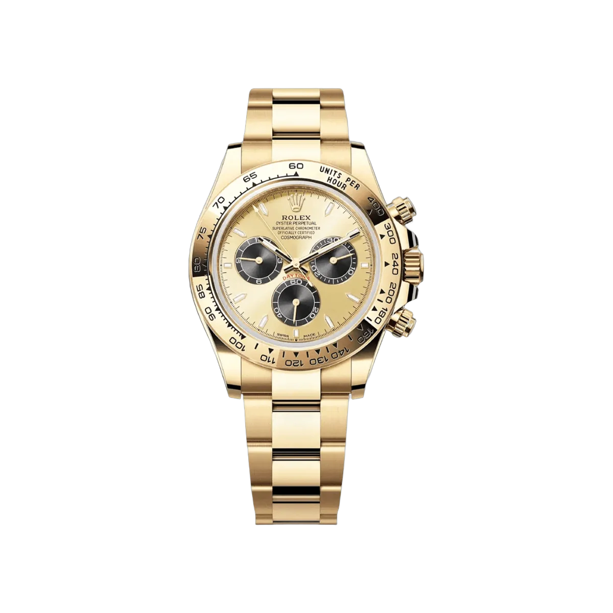 Rolex Cosmograph Daytona 126508-0006 سوار أويستر من الذهب الأصفر ومينا بلون الشمبانيا وعلامات للساعات