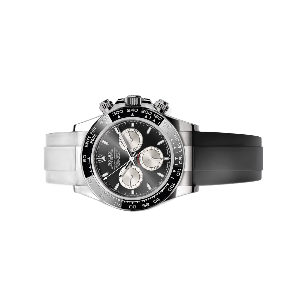 Rolex Cosmograph Daytona 126519lN-0002 White Gold Ceremic Bezel Black Rubber Strap Black Dial
