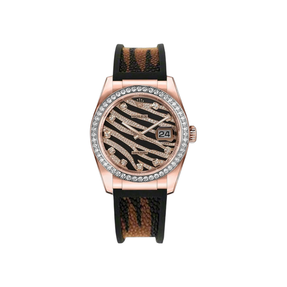Rolex Datejust 116185BBR Roségold 36mm Diamant-Pavé-Zifferblatt Damenuhr
